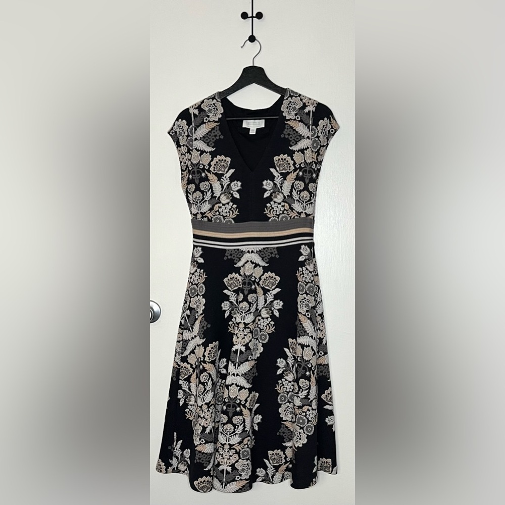 Anthropologie Black and Cream Floral Dress